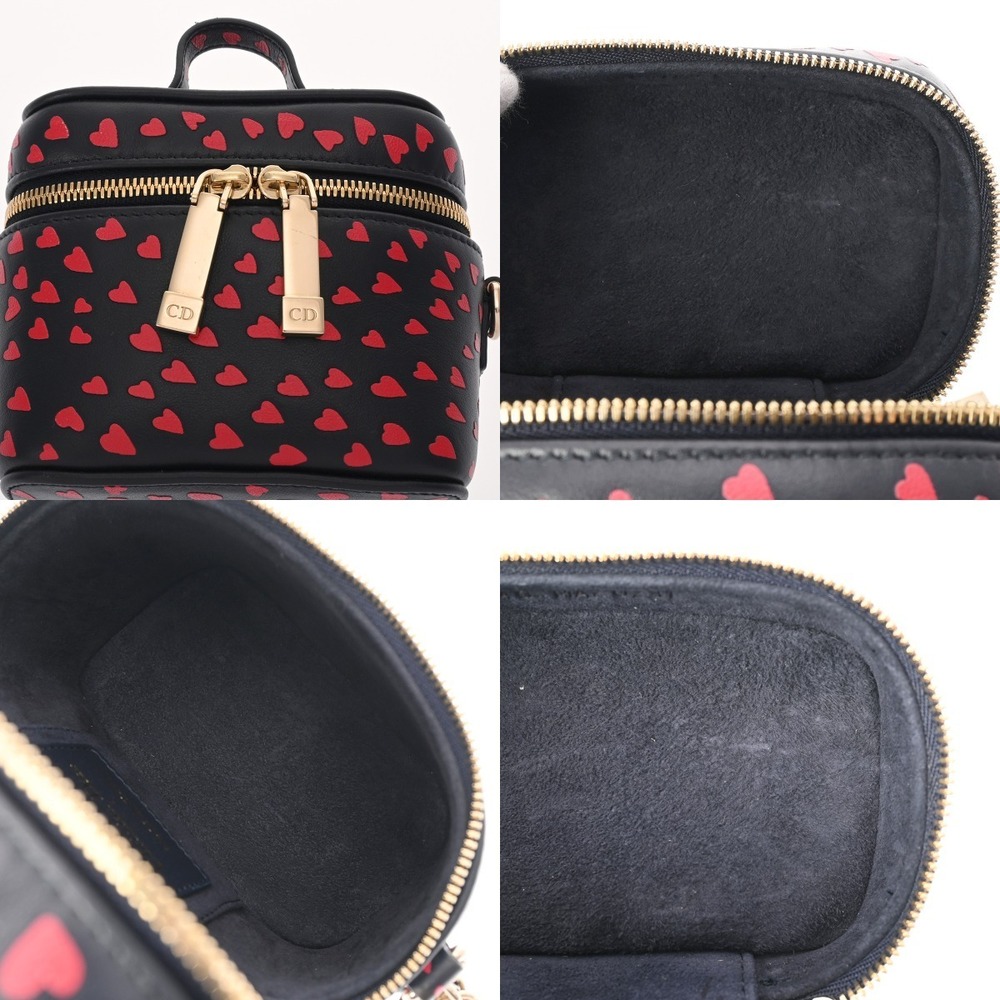 CHRISTIAN DIOR Lady Vanity Case Heart Black Red Leather Bag - Picture 9 of 9